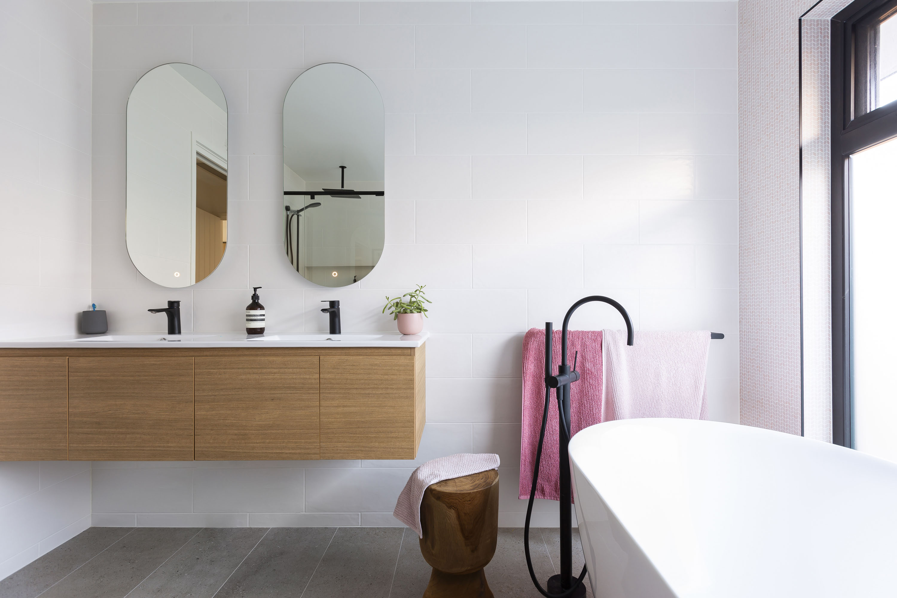 Bathroom renovations with black features
